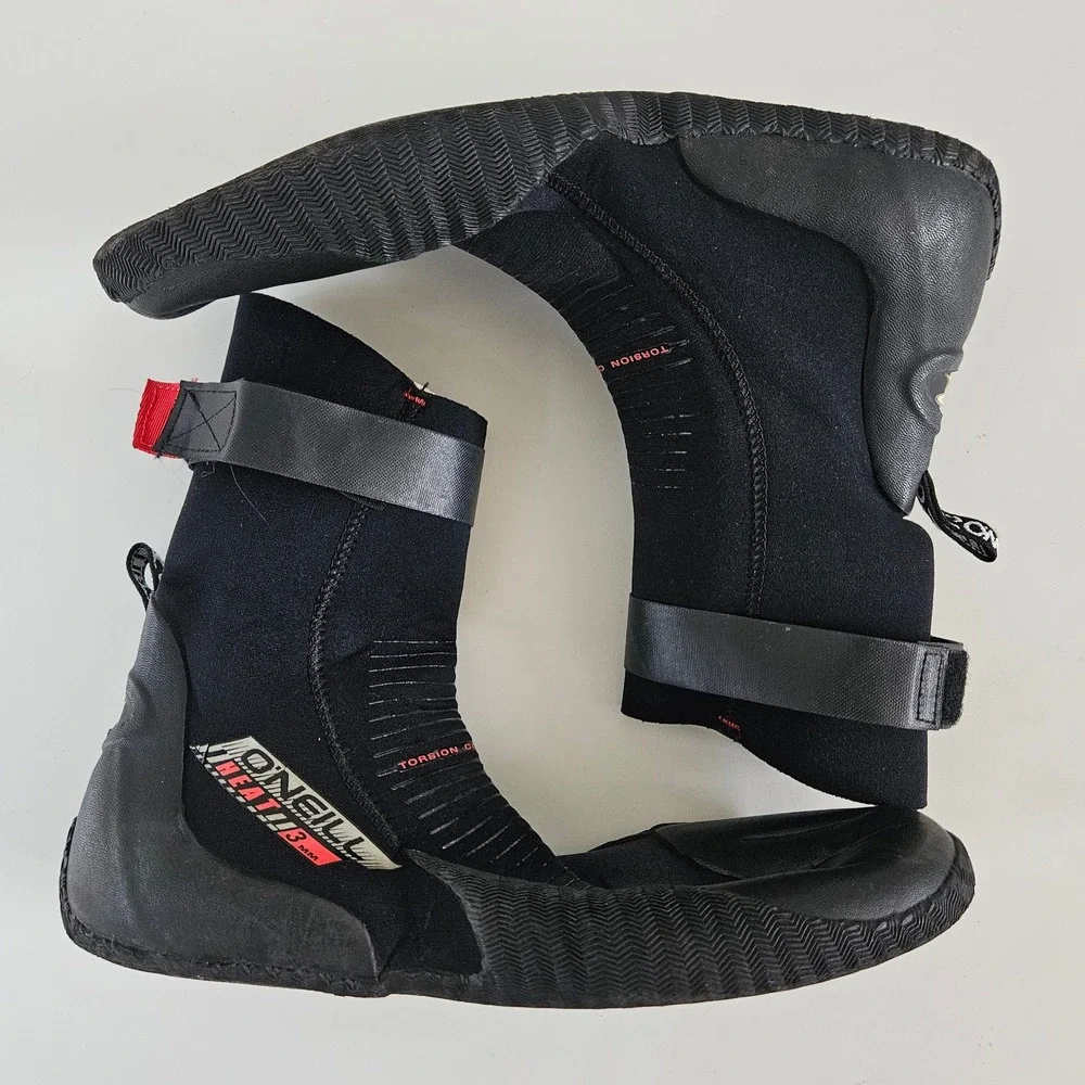 O'Neill Heat 3mm Round Toe Boots Mens 11 Black Neoprene Water Sports Surfing